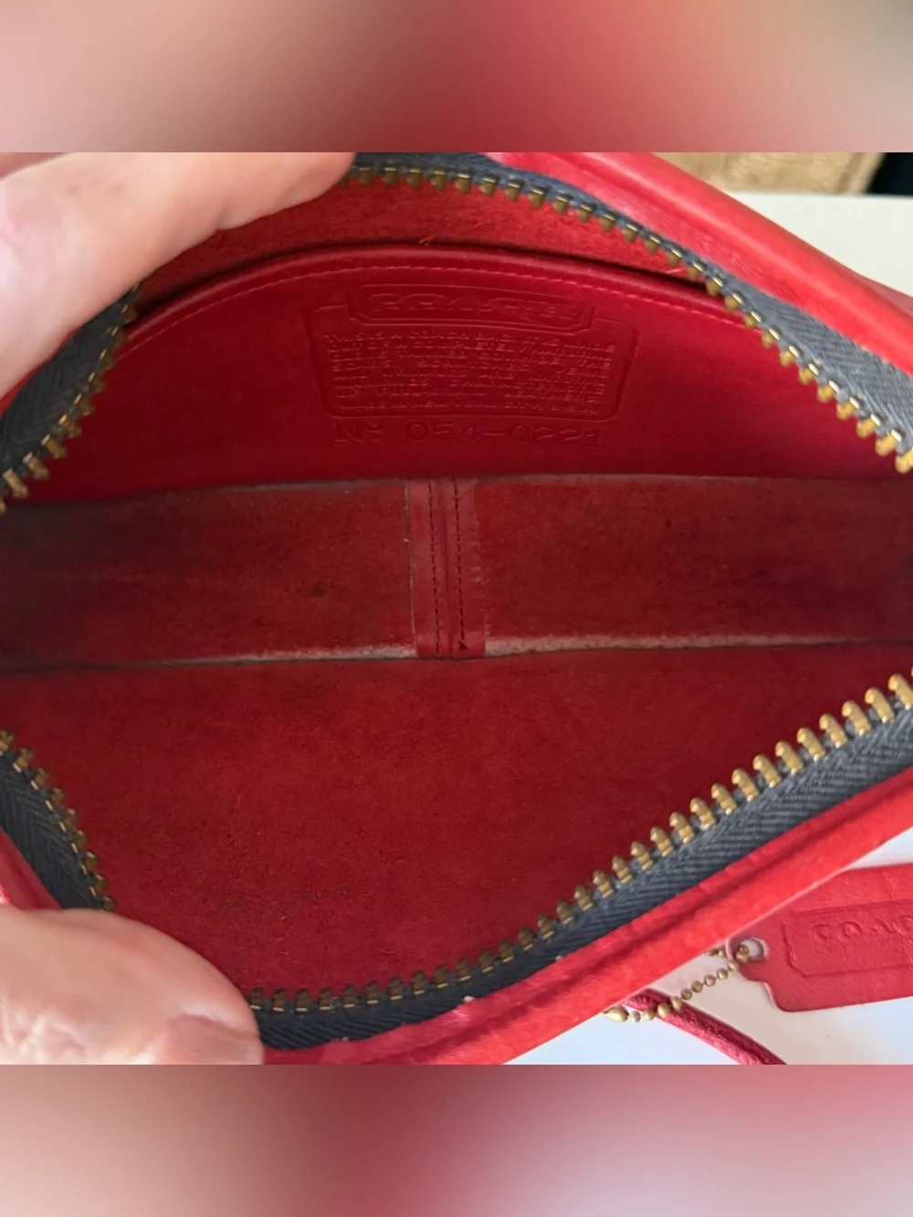 Vintage Coach 9655 Small Zippered Pouch Red NYC USA Crossbody Bag